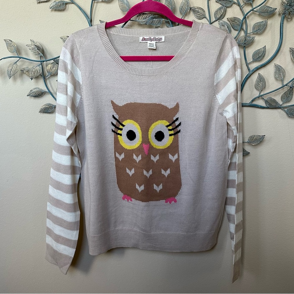 Love by Design Owl Lightweight Crewneck Pullover Acrylic Sweater Sz M NWT